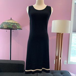 St John Sport sleeveless black with white trim sheath, size S